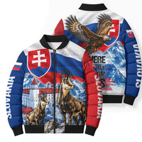 Slovakia Where Eagles Fly Bomber Puffer Jacket Bratislava Castle Chamois Eagle Patriotism
