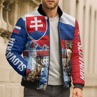 Slovakia Where Eagles Fly Bomber Puffer Jacket Bratislava Castle Chamois Eagle Patriotism