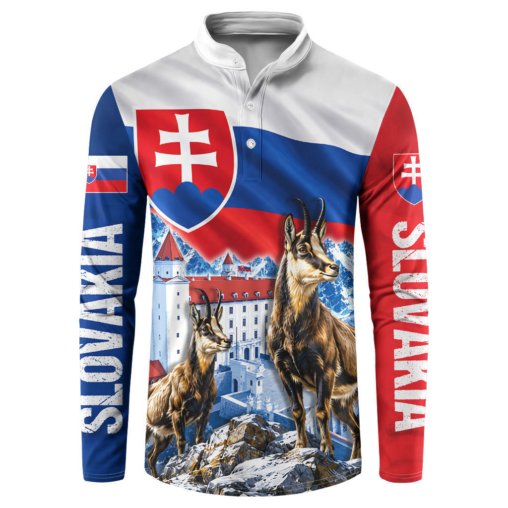 Slovakia Where Eagles Fly Button Sweatshirt Bratislava Castle Chamois Eagle Patriotism