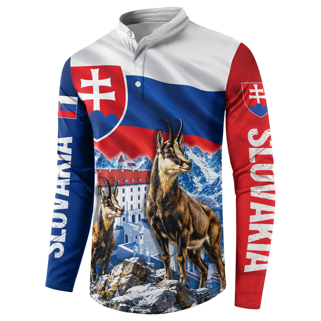 Slovakia Where Eagles Fly Button Sweatshirt Bratislava Castle Chamois Eagle Patriotism