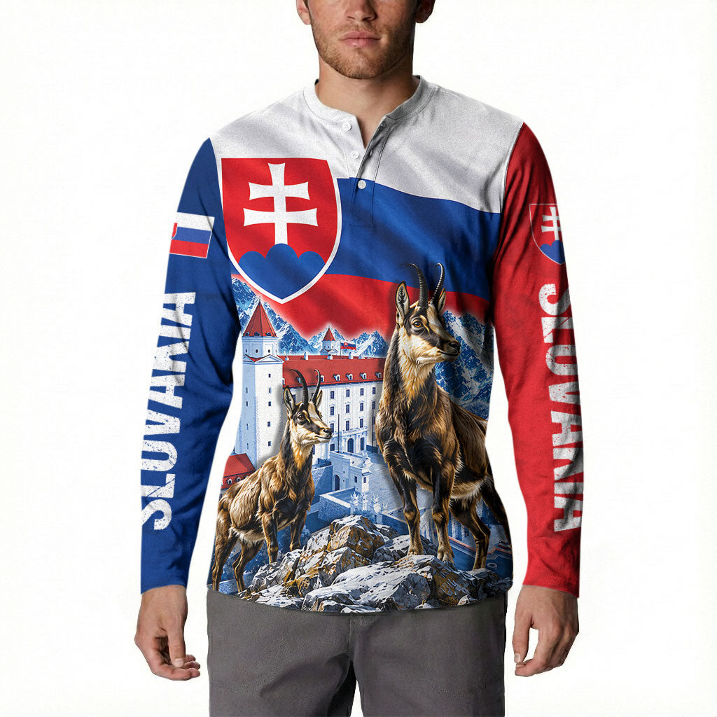 Slovakia Where Eagles Fly Button Sweatshirt Bratislava Castle Chamois Eagle Patriotism
