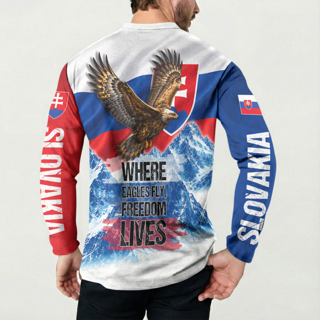 Slovakia Where Eagles Fly Button Sweatshirt Bratislava Castle Chamois Eagle Patriotism