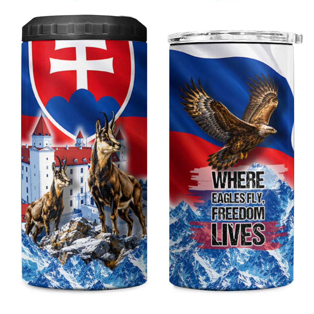Slovakia Where Eagles Fly 4 in 1 Can Cooler Tumbler Bratislava Castle Chamois Eagle Patriotism