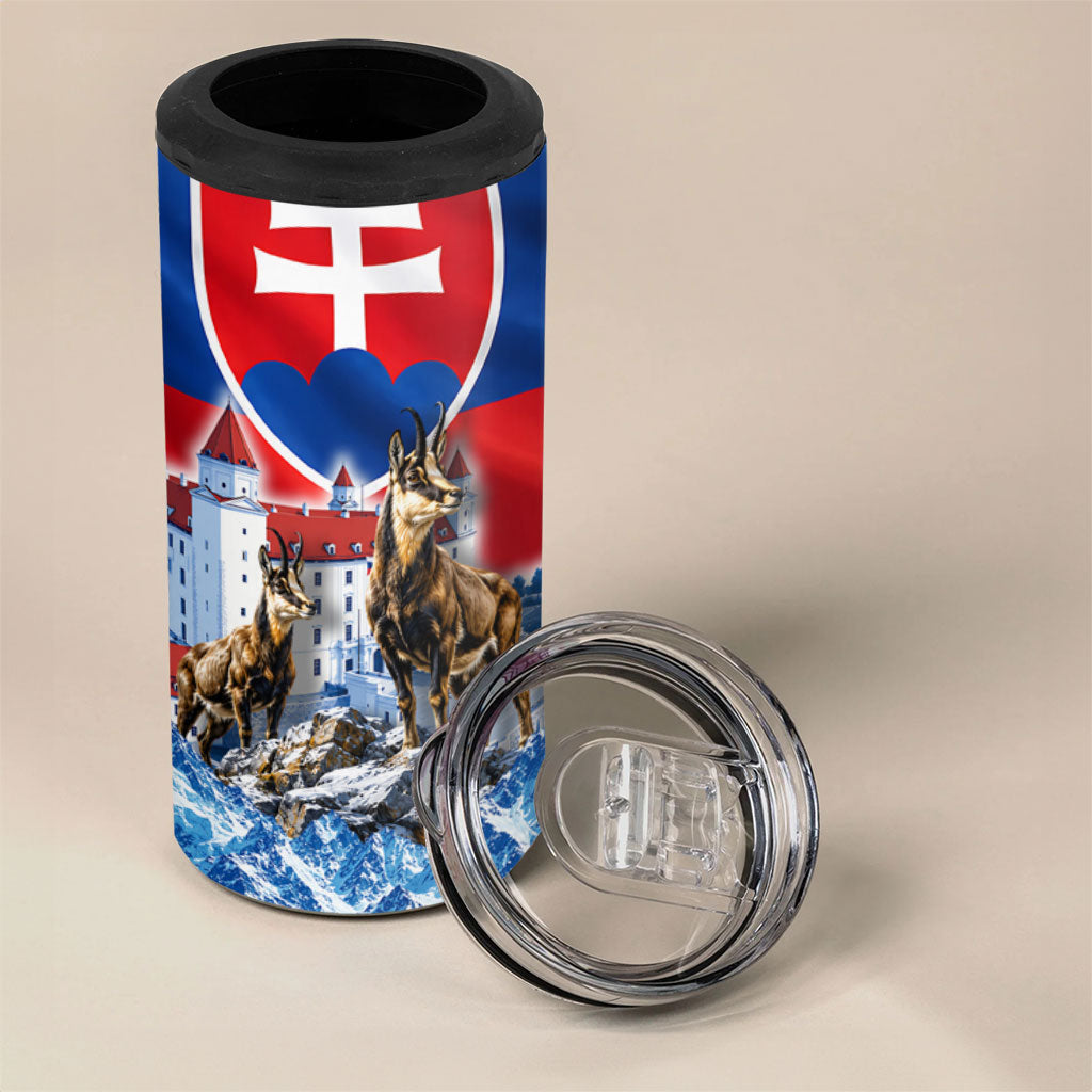 Slovakia Where Eagles Fly 4 in 1 Can Cooler Tumbler Bratislava Castle Chamois Eagle Patriotism