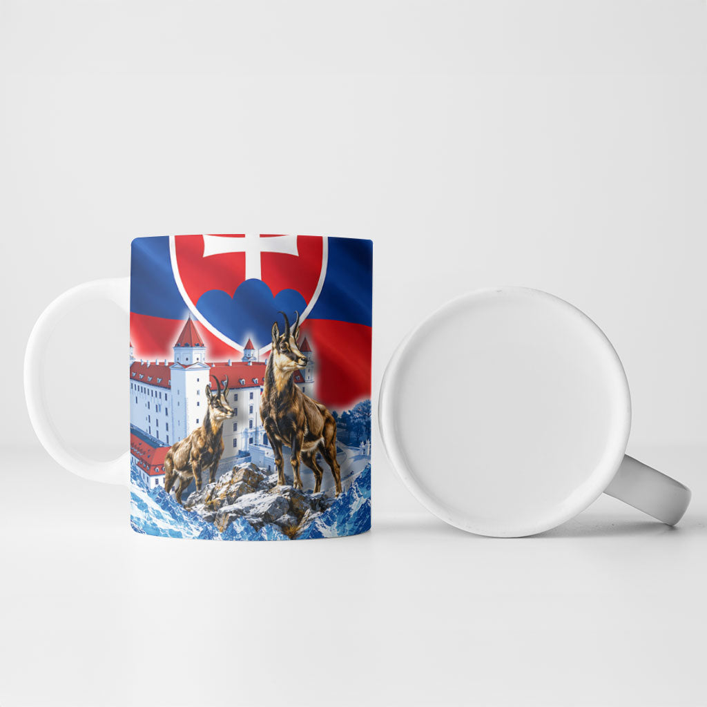 Slovakia Where Eagles Fly Ceramic Mug Bratislava Castle Chamois Eagle Patriotism