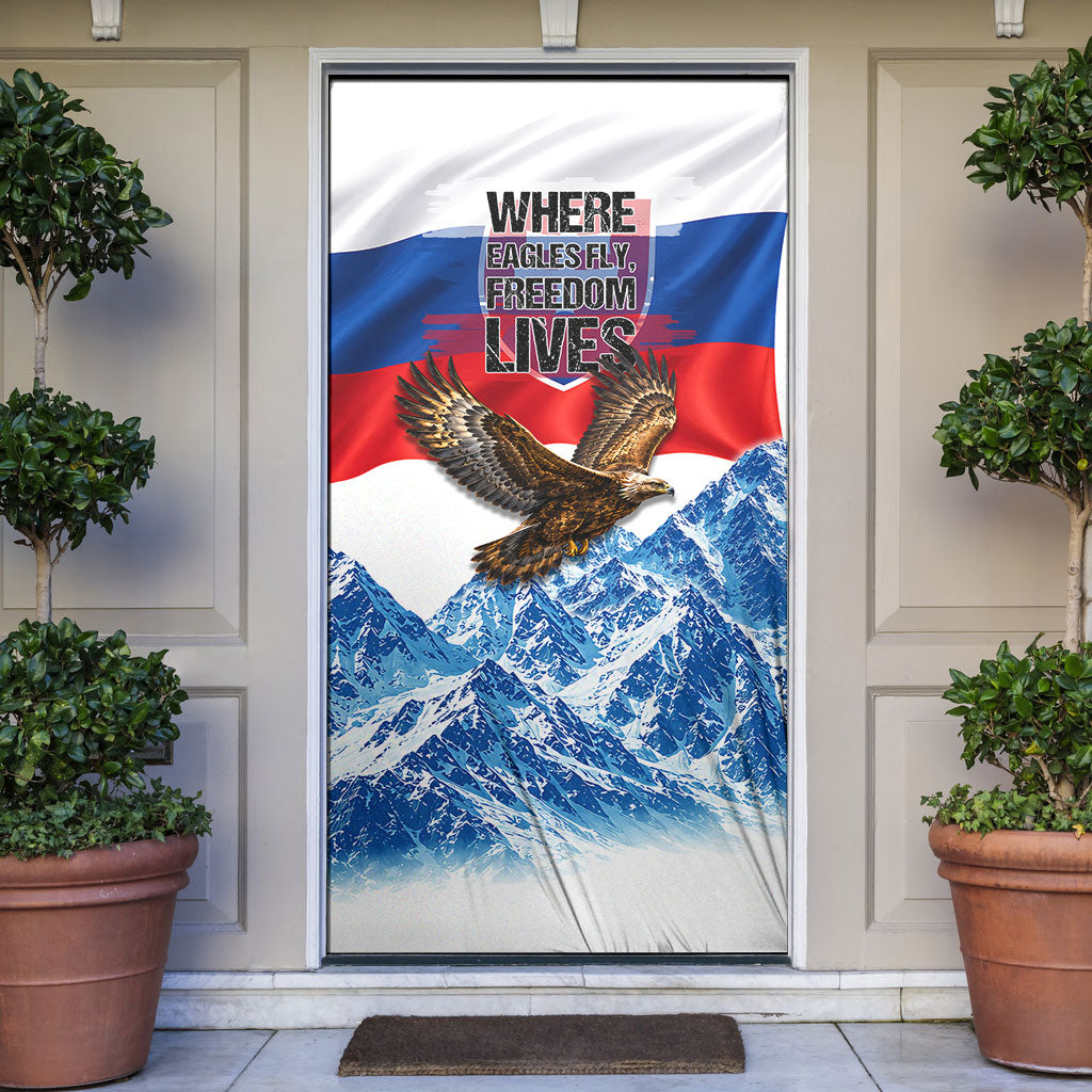 Slovakia Where Eagles Fly Door Cover Bratislava Castle Chamois Eagle Patriotism