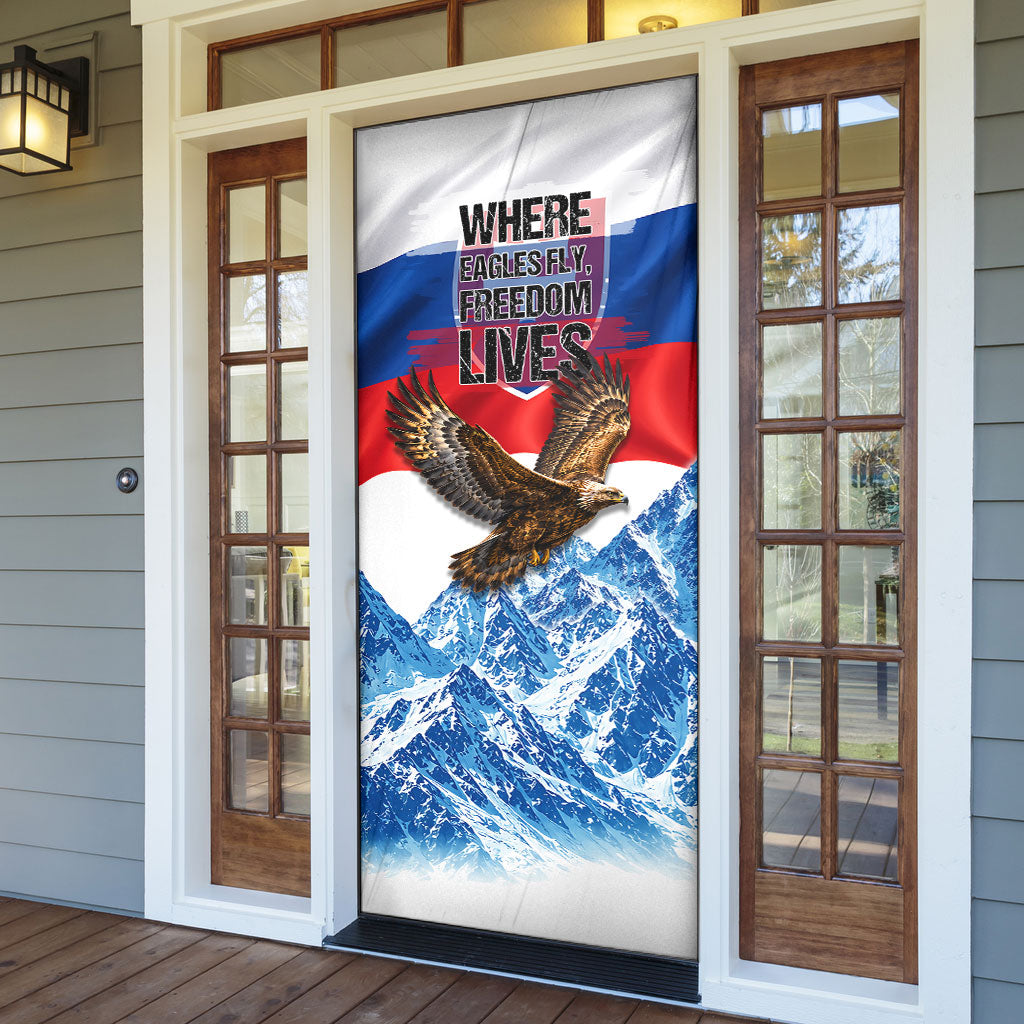 Slovakia Where Eagles Fly Door Cover Bratislava Castle Chamois Eagle Patriotism