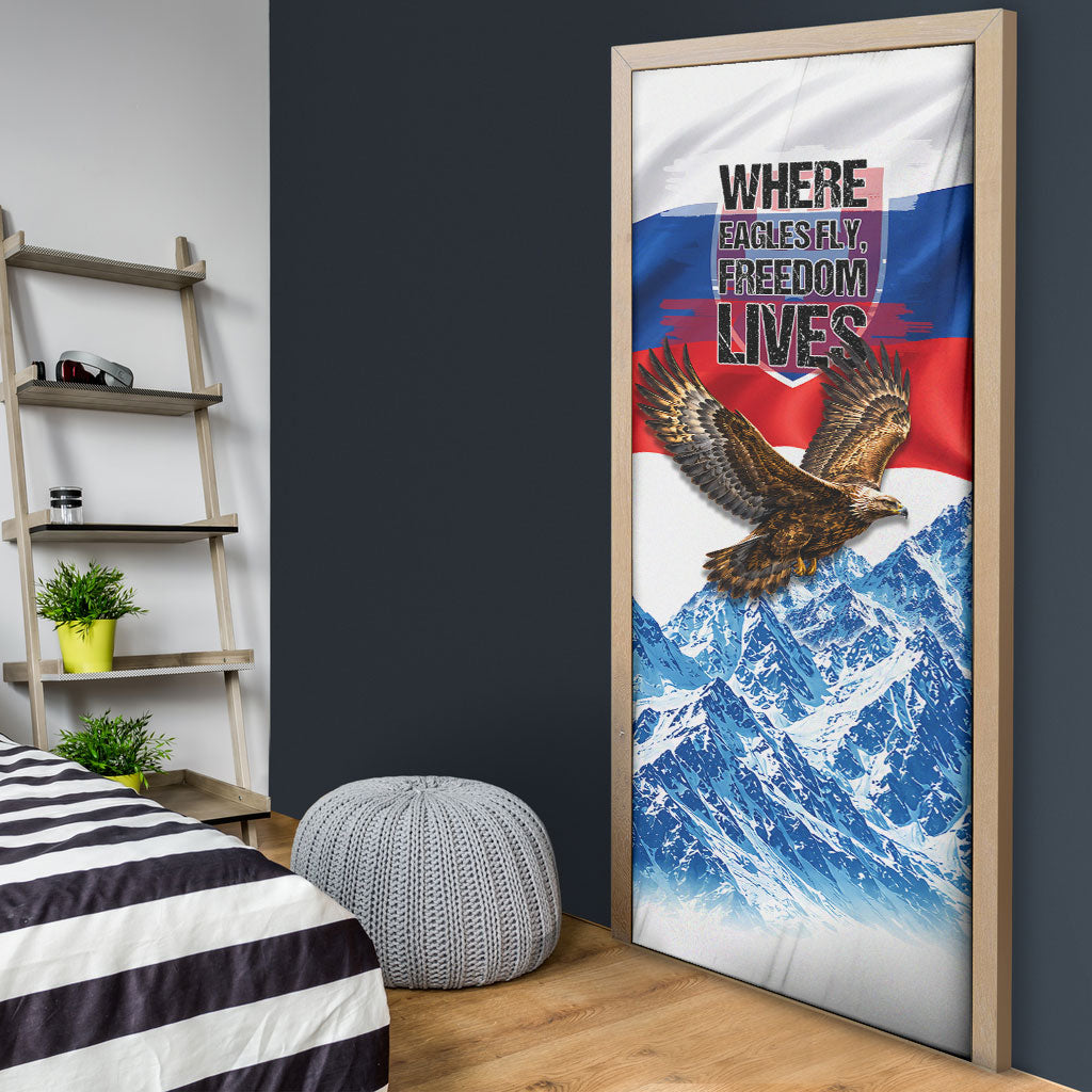 Slovakia Where Eagles Fly Door Cover Bratislava Castle Chamois Eagle Patriotism