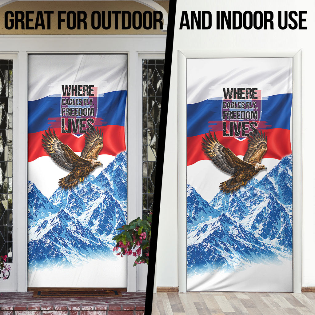 Slovakia Where Eagles Fly Door Cover Bratislava Castle Chamois Eagle Patriotism