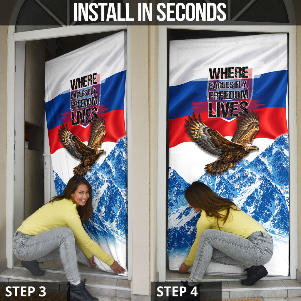 Slovakia Where Eagles Fly Door Cover Bratislava Castle Chamois Eagle Patriotism
