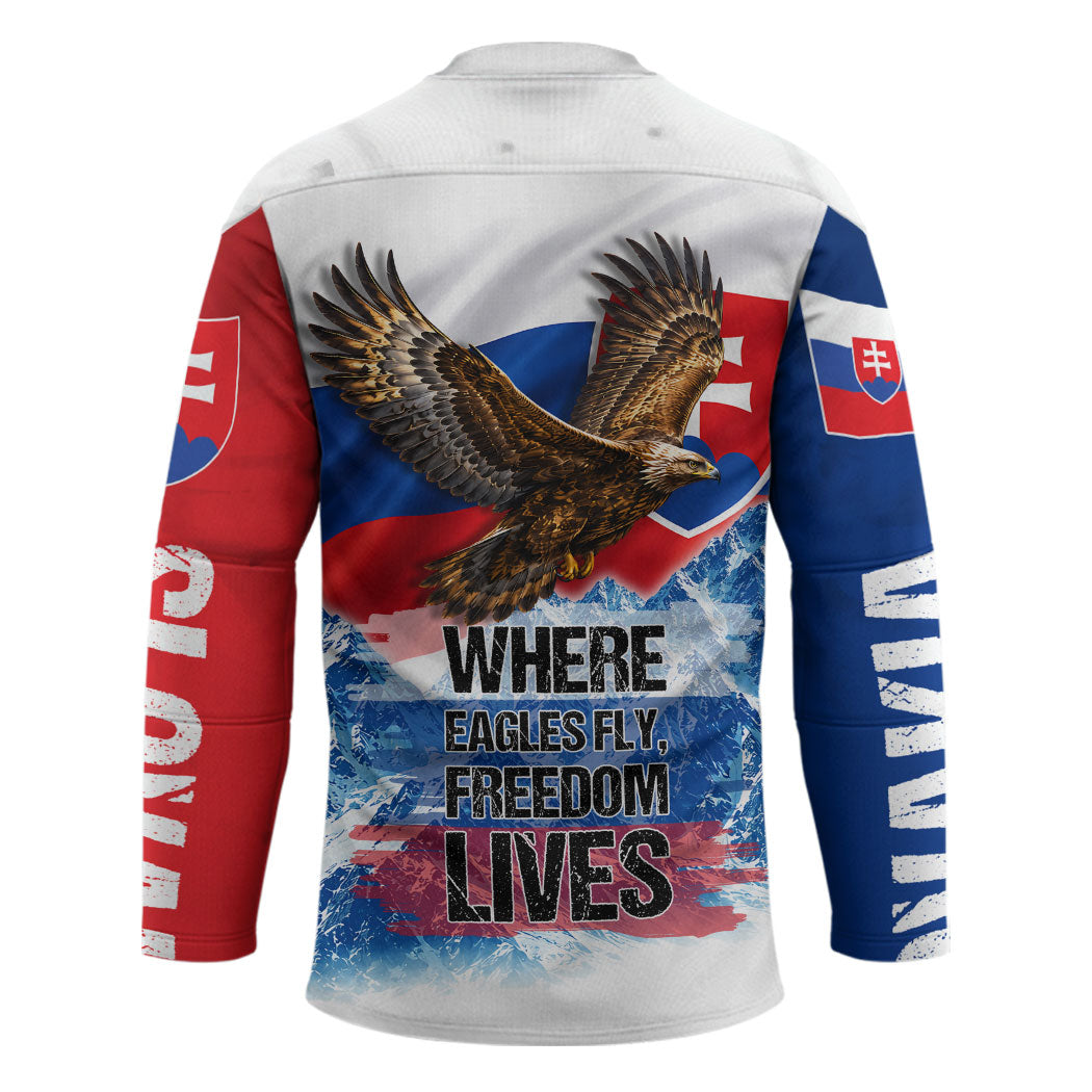 Slovakia Where Eagles Fly Hockey Jersey Bratislava Castle Chamois Eagle Patriotism