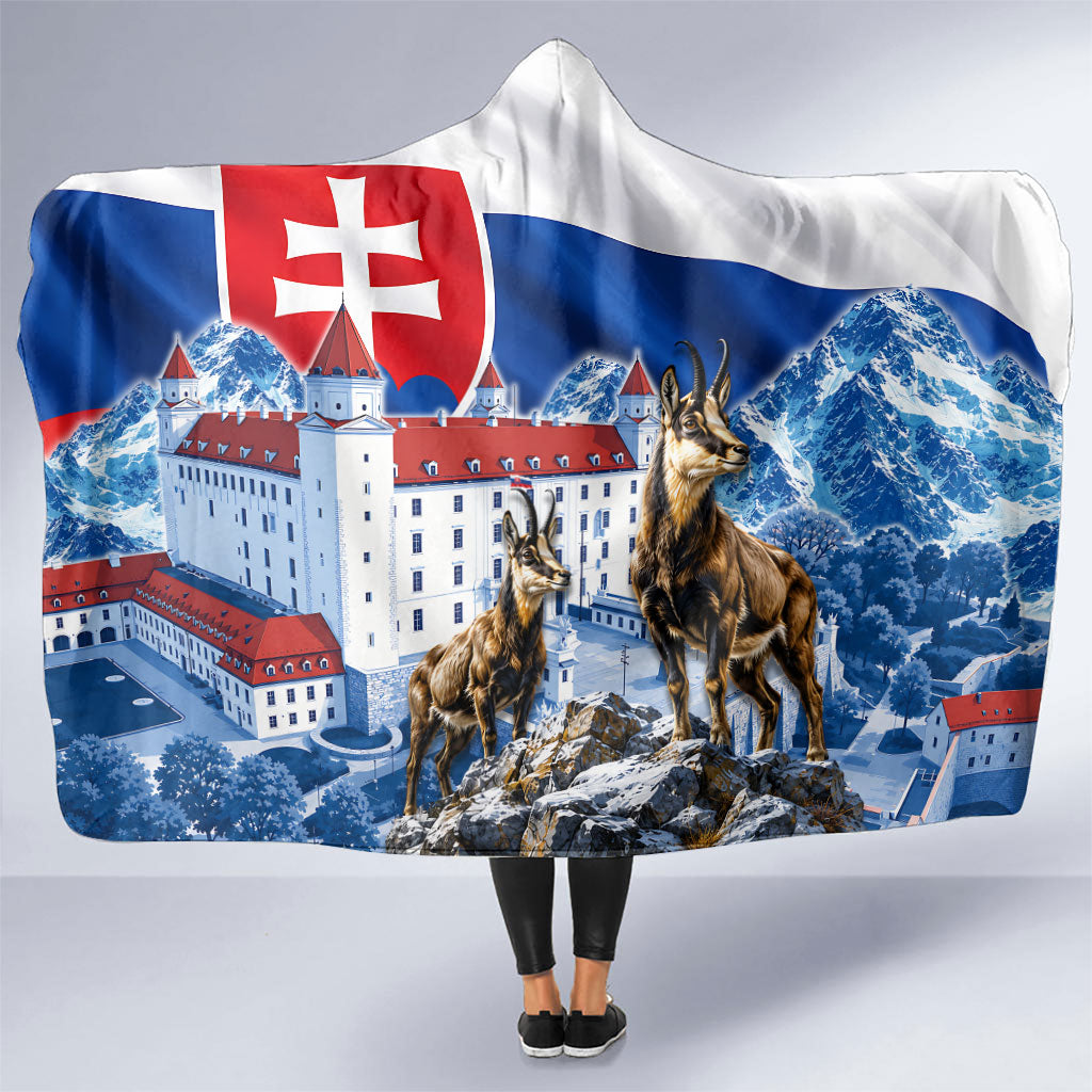 Slovakia Where Eagles Fly Hooded Blanket Bratislava Castle Chamois Eagle Patriotism