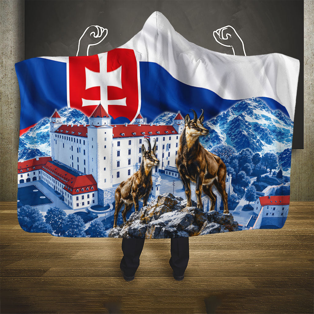 Slovakia Where Eagles Fly Hooded Blanket Bratislava Castle Chamois Eagle Patriotism