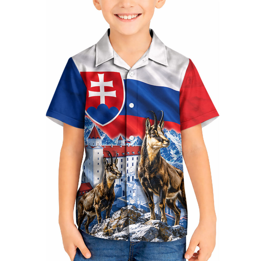 Slovakia Where Eagles Fly Kid Hawaiian Shirt Bratislava Castle Chamois Eagle Patriotism