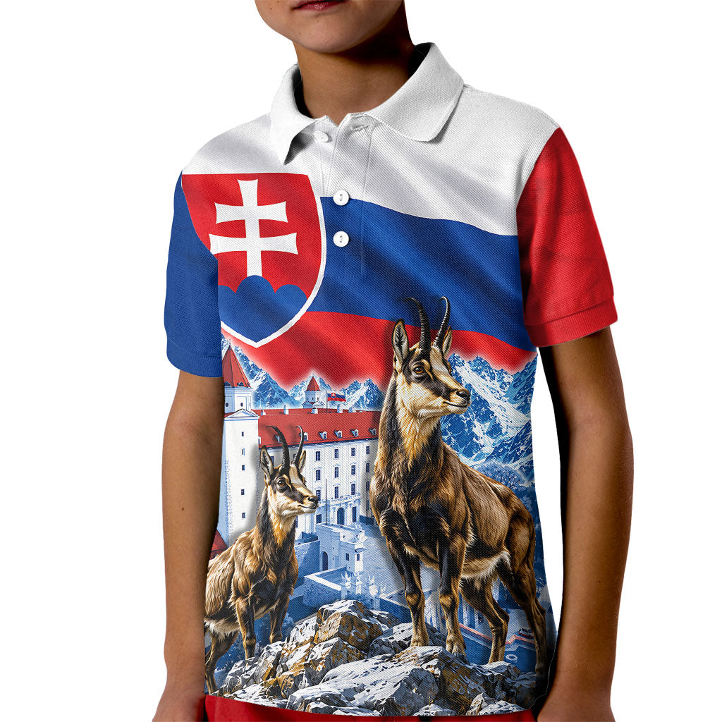 Slovakia Where Eagles Fly Kid Polo Shirt Bratislava Castle Chamois Eagle Patriotism