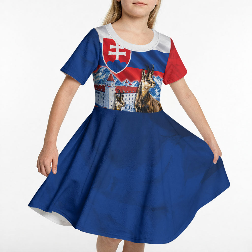 Slovakia Where Eagles Fly Kid Short Sleeve Dress Bratislava Castle Chamois Eagle Patriotism