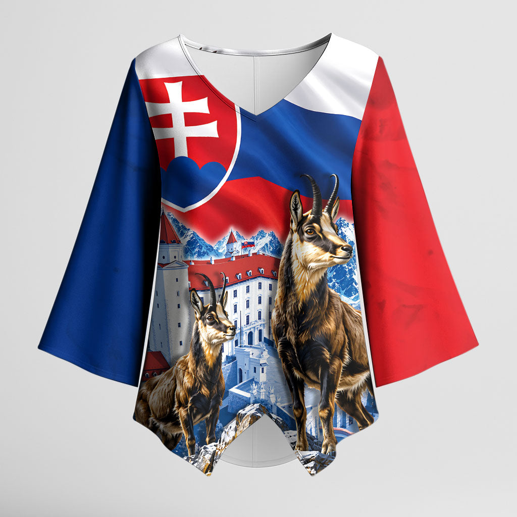 Slovakia Where Eagles Fly Kimono Sleeve Blouse Bratislava Castle Chamois Eagle Patriotism