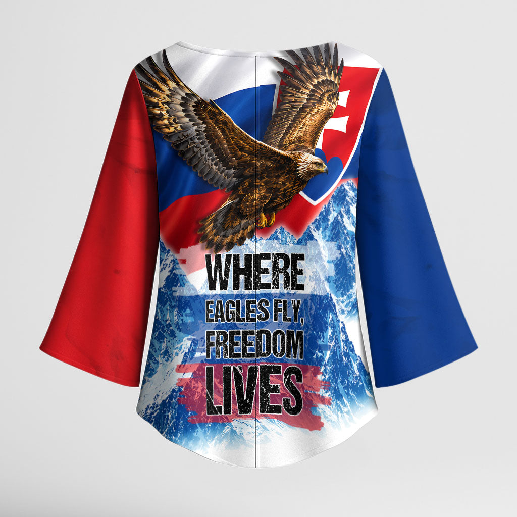 Slovakia Where Eagles Fly Kimono Sleeve Blouse Bratislava Castle Chamois Eagle Patriotism