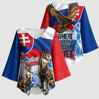 Slovakia Where Eagles Fly Kimono Sleeve Blouse Bratislava Castle Chamois Eagle Patriotism