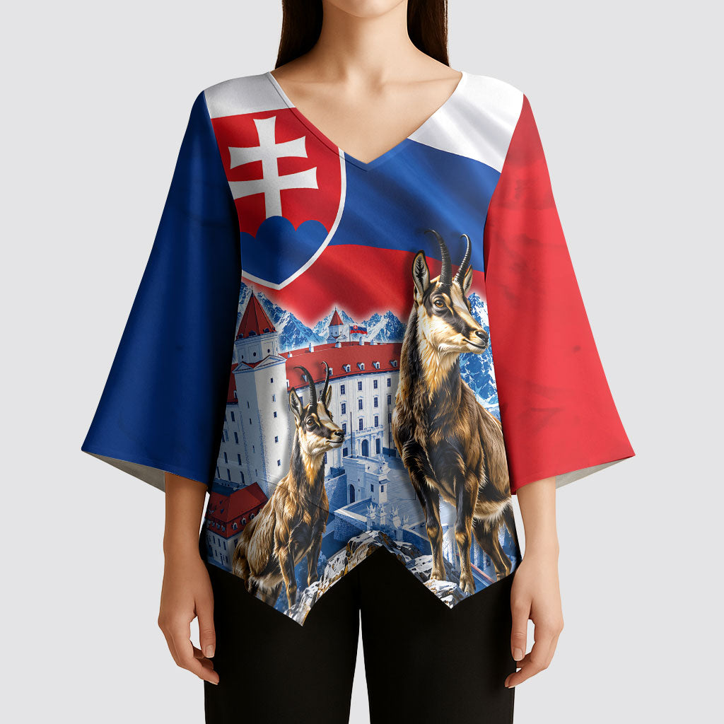 Slovakia Where Eagles Fly Kimono Sleeve Blouse Bratislava Castle Chamois Eagle Patriotism