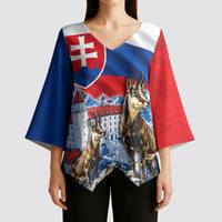 Slovakia Where Eagles Fly Kimono Sleeve Blouse Bratislava Castle Chamois Eagle Patriotism