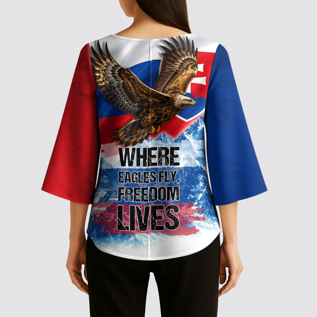 Slovakia Where Eagles Fly Kimono Sleeve Blouse Bratislava Castle Chamois Eagle Patriotism