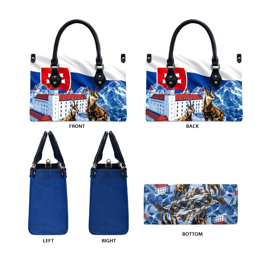 Slovakia Where Eagles Fly Leather Bag Bratislava Castle Chamois Eagle Patriotism