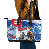 Slovakia Where Eagles Fly Leather Tote Bag Bratislava Castle Chamois Eagle Patriotism