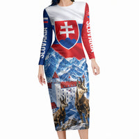 Slovakia Where Eagles Fly Long Sleeve Bodycon Dress Bratislava Castle Chamois Eagle Patriotism