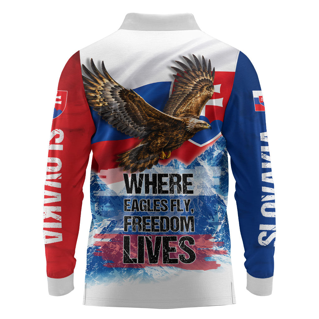 Slovakia Where Eagles Fly Long Sleeve Polo Shirt Bratislava Castle Chamois Eagle Patriotism