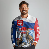 Slovakia Where Eagles Fly Long Sleeve Polo Shirt Bratislava Castle Chamois Eagle Patriotism