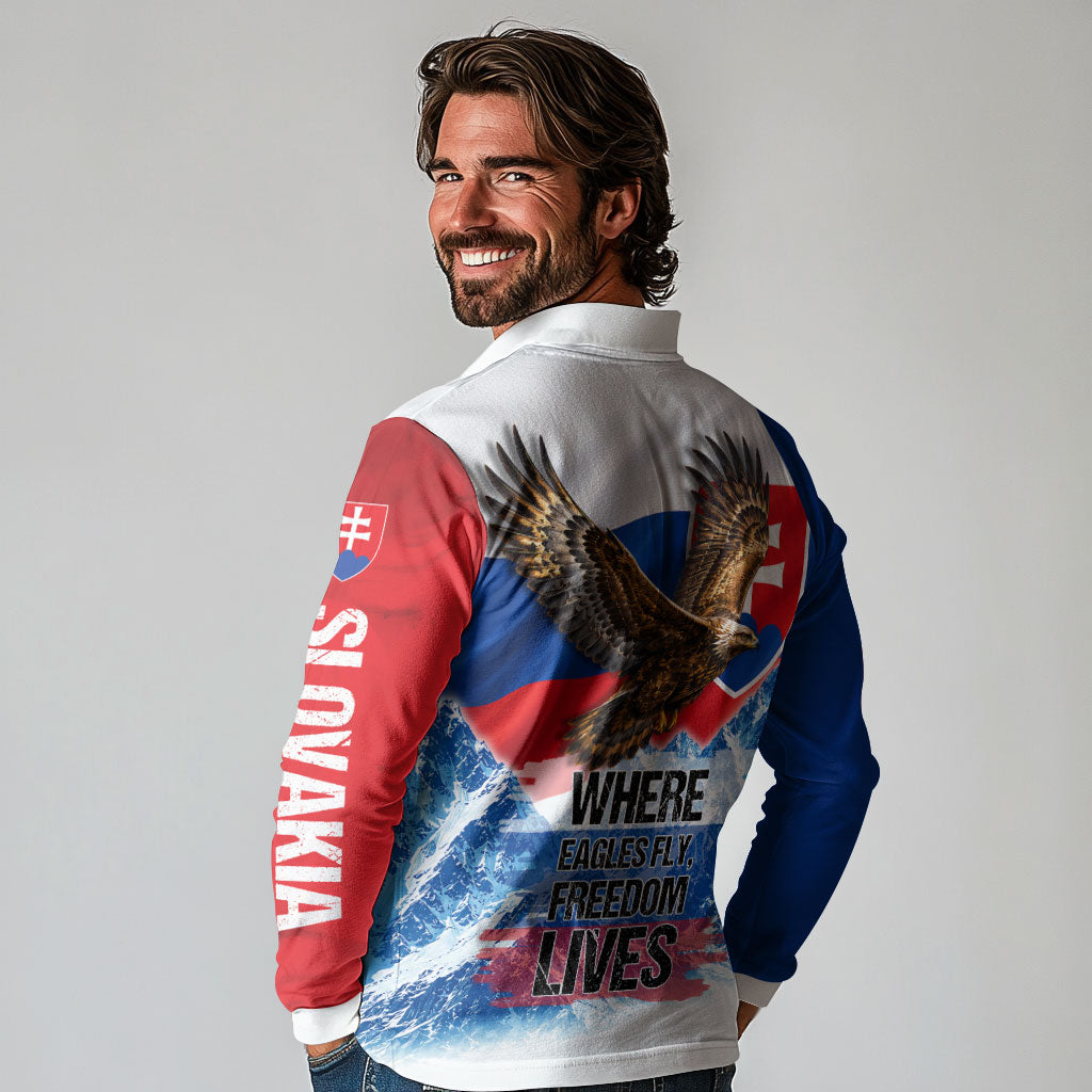 Slovakia Where Eagles Fly Long Sleeve Polo Shirt Bratislava Castle Chamois Eagle Patriotism
