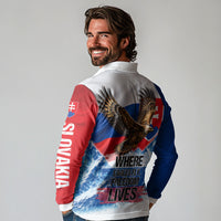 Slovakia Where Eagles Fly Long Sleeve Polo Shirt Bratislava Castle Chamois Eagle Patriotism