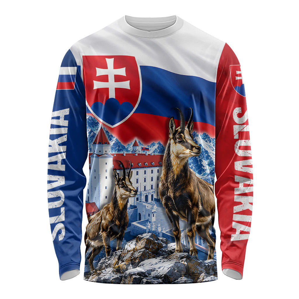 Slovakia Where Eagles Fly Long Sleeve Shirt Bratislava Castle Chamois Eagle Patriotism