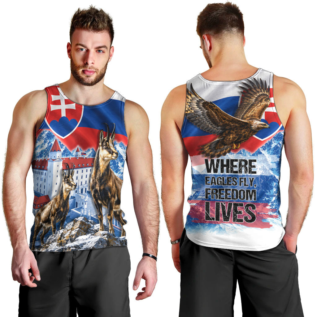 Slovakia Where Eagles Fly Men Tank Top Bratislava Castle Chamois Eagle Patriotism