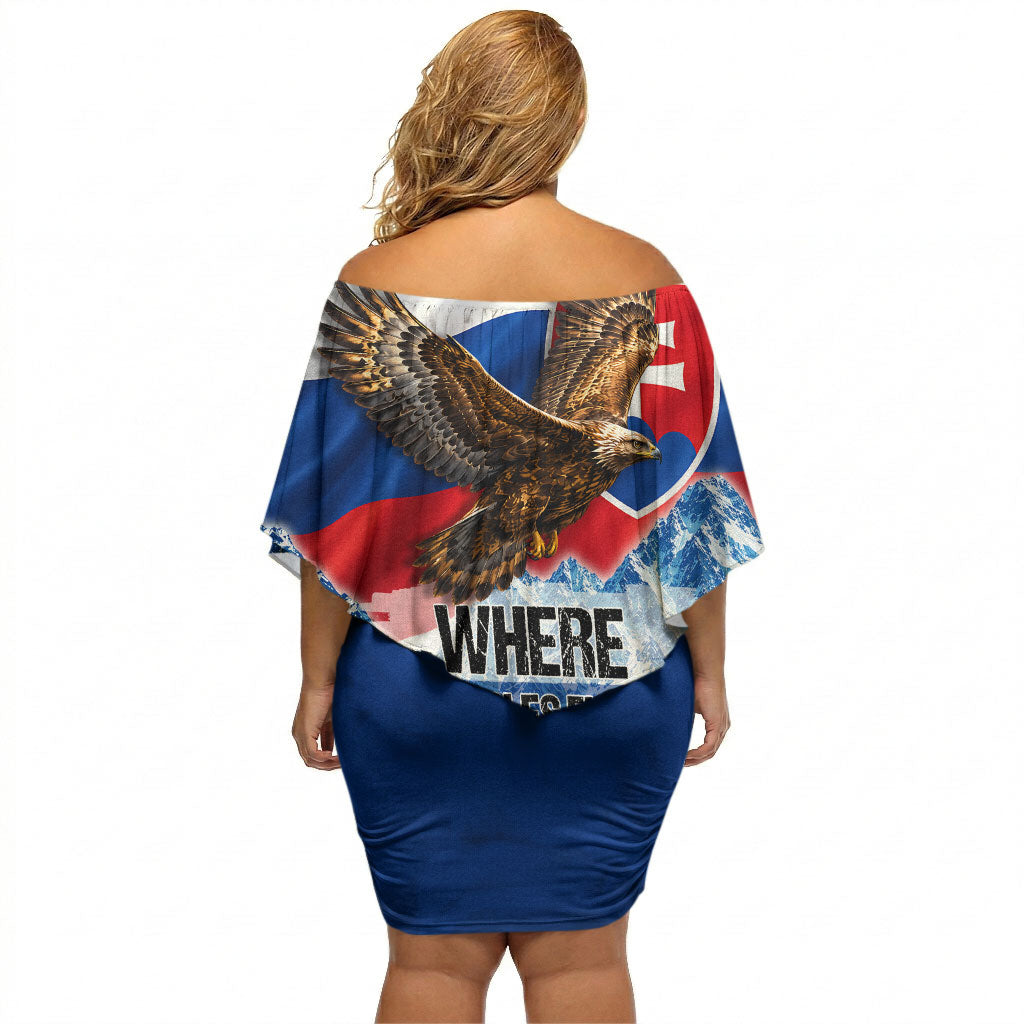 Slovakia Where Eagles Fly Off Shoulder Short Dress Bratislava Castle Chamois Eagle Patriotism