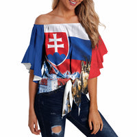 Slovakia Where Eagles Fly Off Shoulder Wrap Waist Top Bratislava Castle Chamois Eagle Patriotism