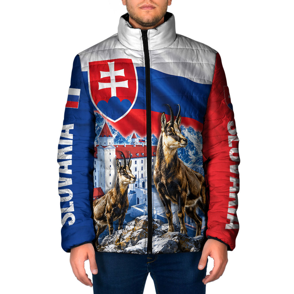 Slovakia Where Eagles Fly Padded Jacket Bratislava Castle Chamois Eagle Patriotism