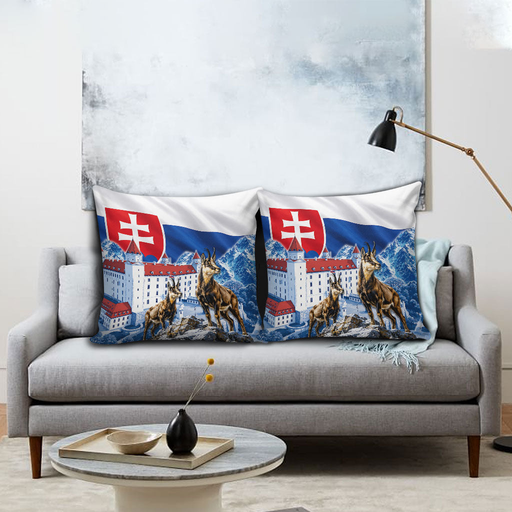 Slovakia Where Eagles Fly Pillow Cover Bratislava Castle Chamois Eagle Patriotism