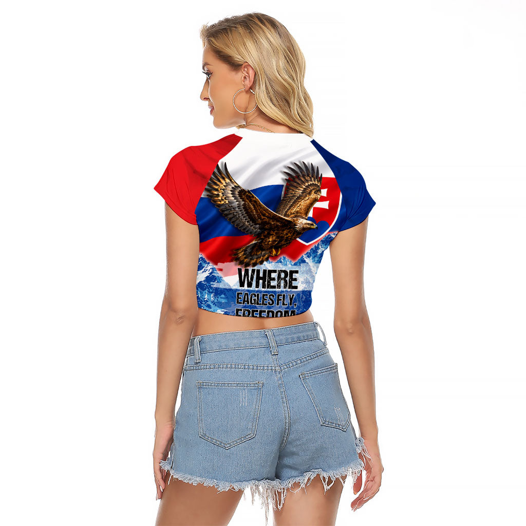 Slovakia Where Eagles Fly Raglan Cropped T Shirt Bratislava Castle Chamois Eagle Patriotism