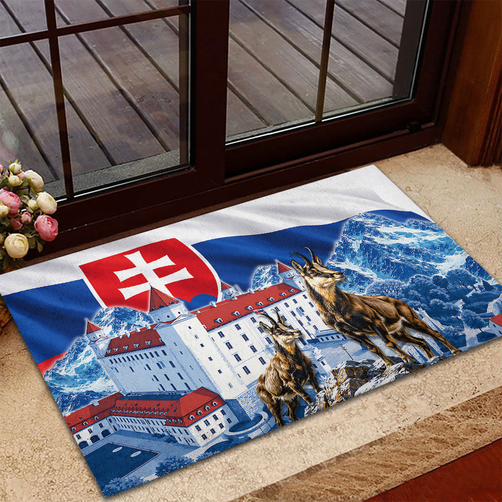 Slovakia Where Eagles Fly Rubber Doormat Bratislava Castle Chamois Eagle Patriotism