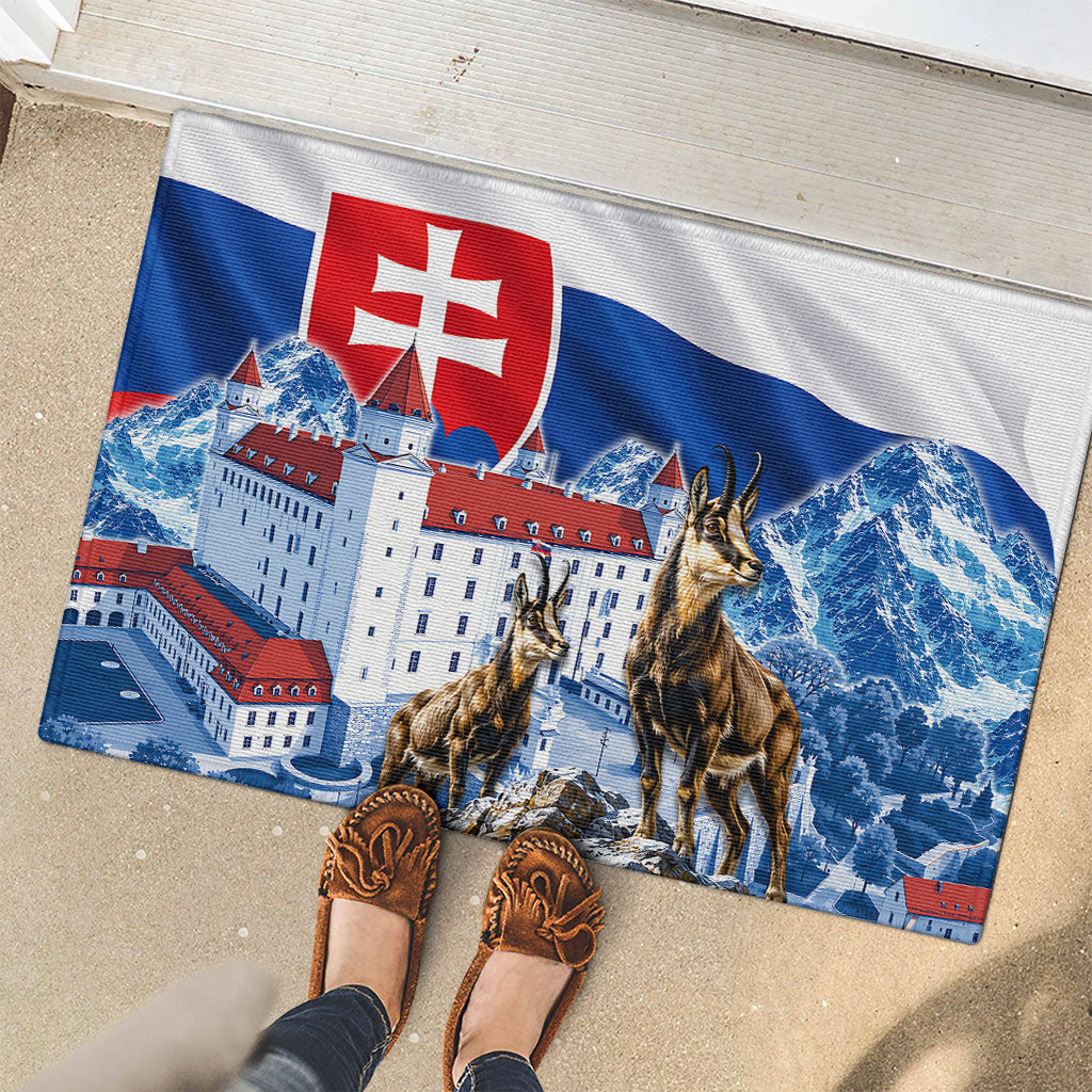 Slovakia Where Eagles Fly Rubber Doormat Bratislava Castle Chamois Eagle Patriotism