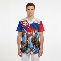 Slovakia Where Eagles Fly Scrub Top Bratislava Castle Chamois Eagle Patriotism