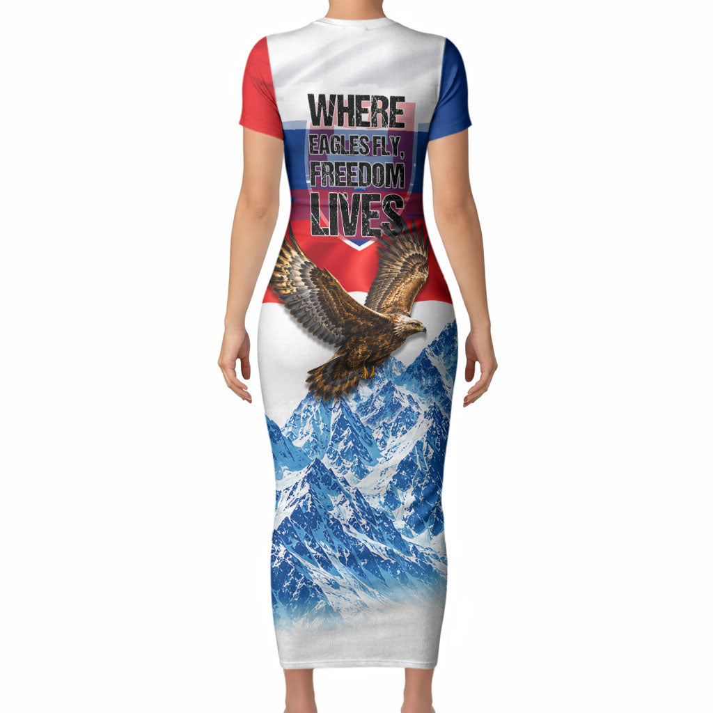 Slovakia Where Eagles Fly Short Sleeve Bodycon Dress Bratislava Castle Chamois Eagle Patriotism