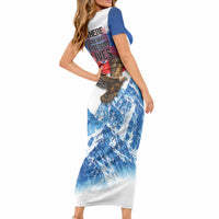 Slovakia Where Eagles Fly Short Sleeve Bodycon Dress Bratislava Castle Chamois Eagle Patriotism