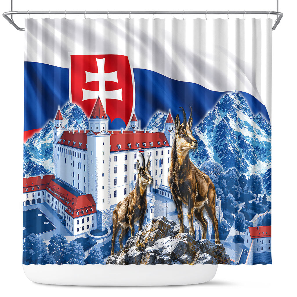 Slovakia Where Eagles Fly Shower Curtain Bratislava Castle Chamois Eagle Patriotism