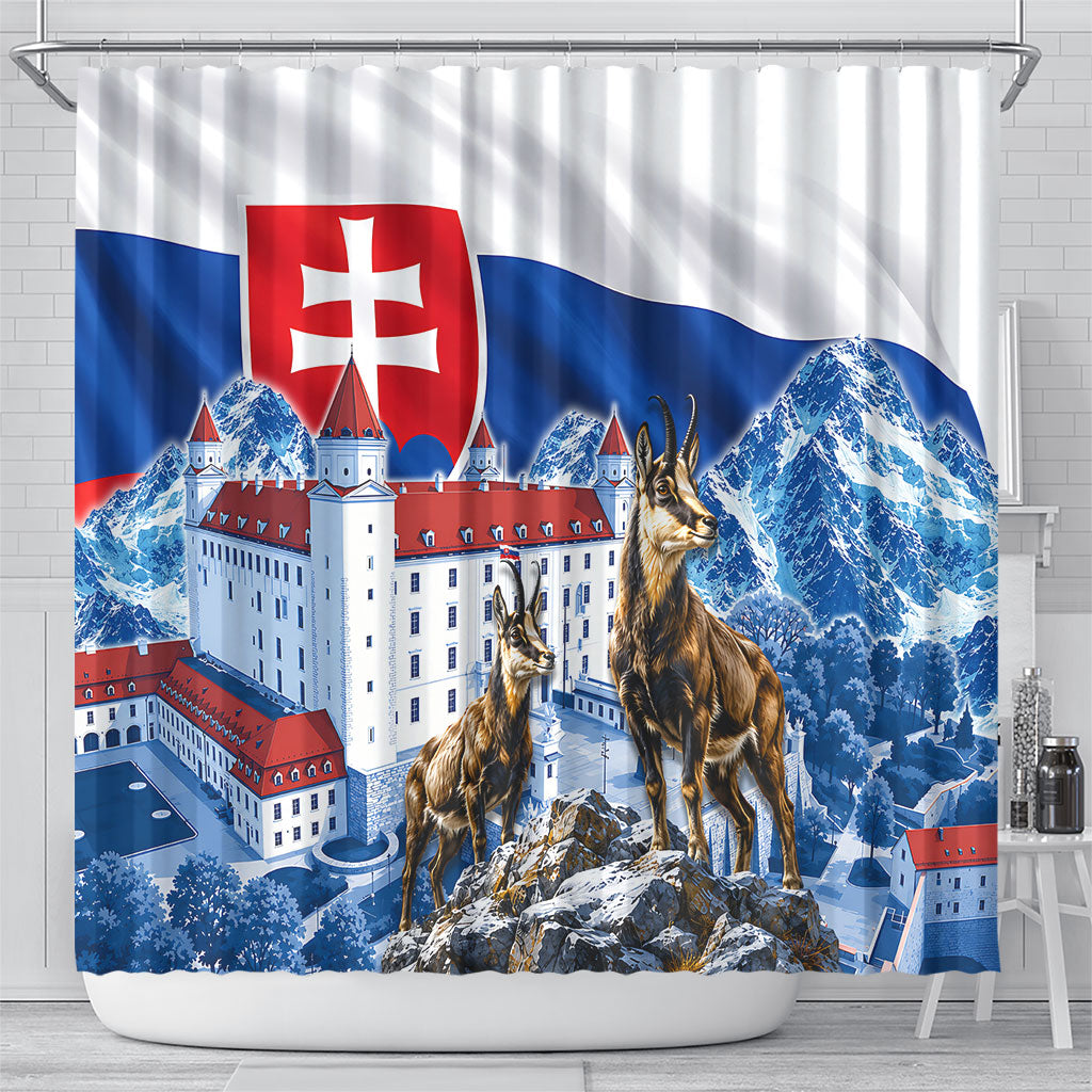 Slovakia Where Eagles Fly Shower Curtain Bratislava Castle Chamois Eagle Patriotism