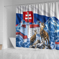 Slovakia Where Eagles Fly Shower Curtain Bratislava Castle Chamois Eagle Patriotism