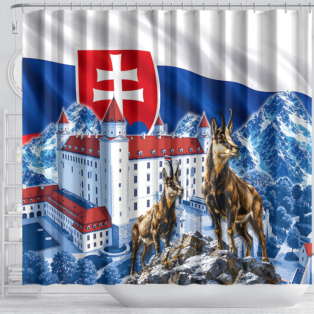 Slovakia Where Eagles Fly Shower Curtain Bratislava Castle Chamois Eagle Patriotism
