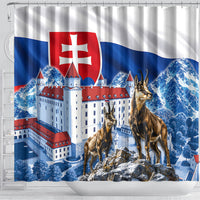 Slovakia Where Eagles Fly Shower Curtain Bratislava Castle Chamois Eagle Patriotism